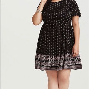 TORRID Black Border Print Gauze Babydoll Dress 3